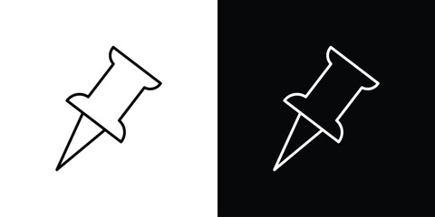 Thumbtack icon. Thin line customizable illustration.