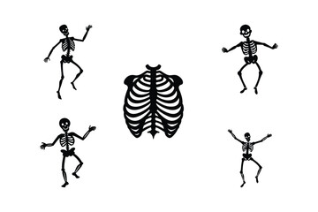 Skeleton Dancing Vector Illustration on White Background