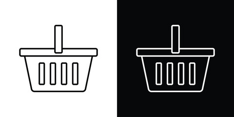Shopping basket icon. Thin line customizable illustration.