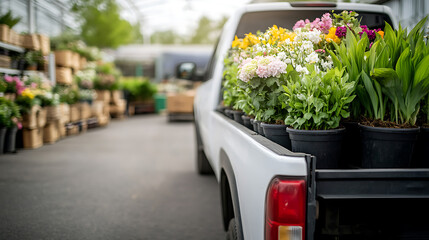 Truck loaded with vibrant flowers, transporting fresh blooms from the garden center. Ready for planting and adding color to your home. #flowers #garden