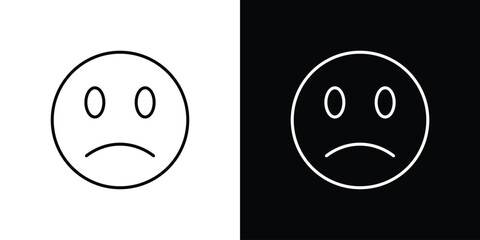 Sad icon. Thin line customizable illustration.