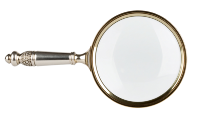 3d silver ornate magnifying glass isolated on transparent bg png file