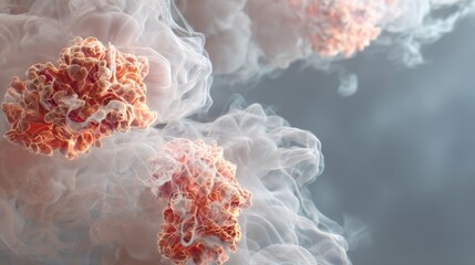Graphic image highlighting tightening airways enveloped in smoky currents portraying the onset of asthma attack symptoms.