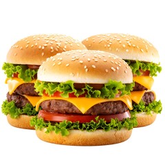 Three juicy cheeseburgers (2)