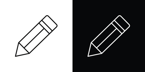 Pencil icon. Thin line customizable illustration.