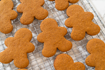 Preparing and Baking Classic Gingerbread Cookies in Gingerbread Man Shapes