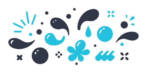 Naklejka premium Vector art of abstract pattern of blue and black shapes, dots, and lines isolated on white background, creating a modern dynamic design.