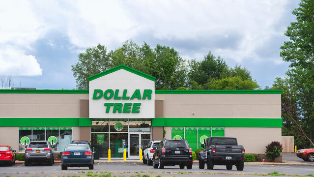 Rome, NY - Jul 30, 2025: Close-up of Dollar Tree Store, is a major Fortune 500 company, a leading operator of discount variety stores in North America. It operates over 16000 stores across USA
