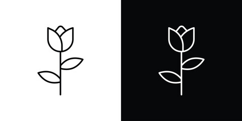 Flower tulip icon. Thin line customizable illustration.