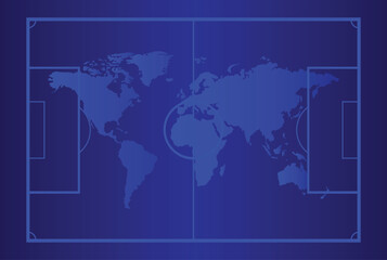 Football Field, World Map with Blue Background , Vector Illustration Abstract Editable image