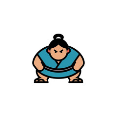 minimalist cartoon of woman participating in sumo competition
