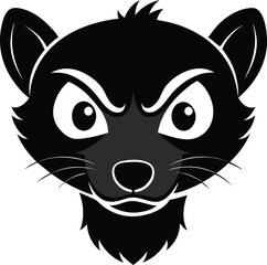 Obraz premium Black and white illustration of a weasel head