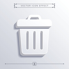 3D Minimalistic Trash Bin Icon Vector with Clean White Design for Recycle and Waste Management