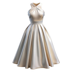 3d elegant satin ball gown with halter neckline