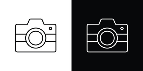 Camera icon. Thin line customizable illustration.