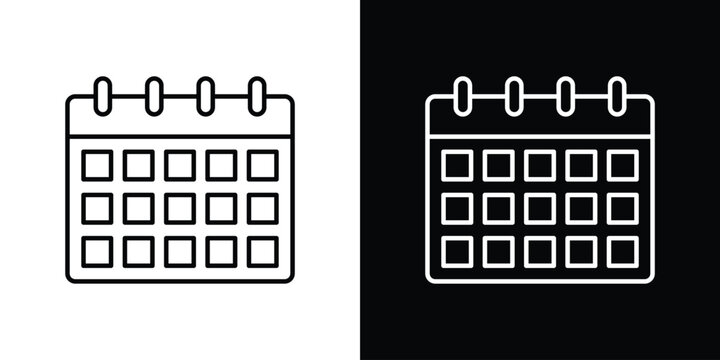 Calendar icon. Thin line customizable illustration.