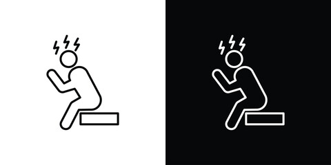 Fototapeta premium Anxiety or stress icon. Thin line customizable illustration.