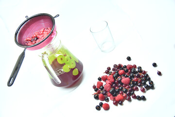 Berries for compote raspberries currants gooseberries and cooking compote