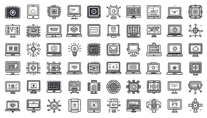 Vector graphic icons of technology