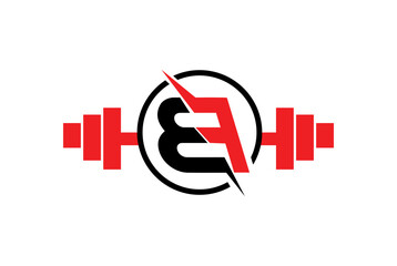 Letter B,F, BF OR FB Logo With barbell. Fitness Gym logo Vector