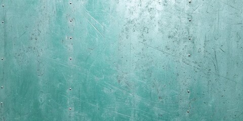 Fototapeta premium Aged turquoise painted metal surface with scratches and grunge texture creates a vintage and industrial background for various design projects