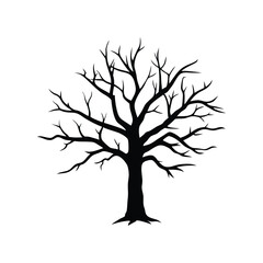 Fototapeta premium Silhouette of dead tree vector isolated on white background.