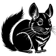 Chinchilla Outline Illustration | Clean-Lined Vector Pet