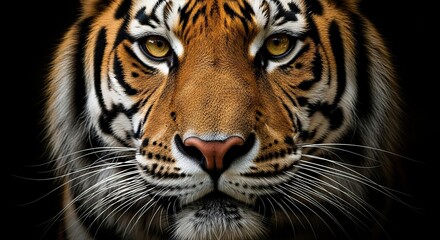 Fototapeta premium Intense close up portrait of a majestic tiger s face with striking eyes