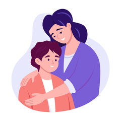A flat style illustration showing mom love