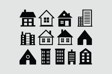 Real estate logo icon set minimalist houses with real state.