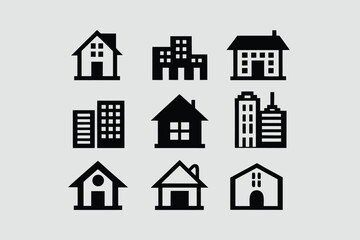 Real estate logo icon set minimalist houses with real state.