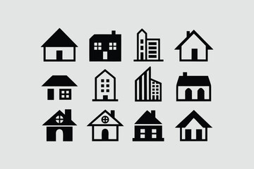 Real estate logo icon set minimalist houses with real state.