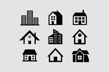 Real estate logo icon set minimalist houses with real state.
