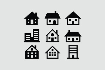 Real estate logo icon set minimalist houses with real state.