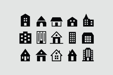 Real estate logo icon set minimalist houses with real state.