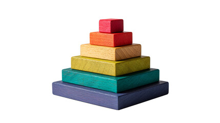 : Multicolored wooden toy in form of a pyramid on white background