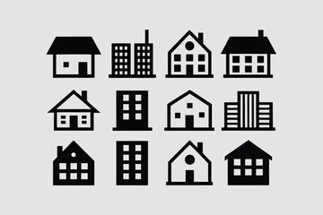 Real estate logo icon set minimalist houses with real state.