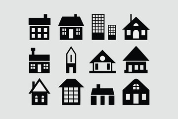 Real estate logo icon set minimalist houses with real state.