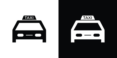 Taxi icon flat vectors. set of silhouette vectors
