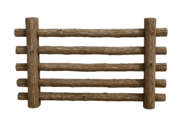 Rustic Wooden Rail Fence Construction with Natural Timber Logs and Textured Surface