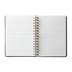 An open spiral-bound notebook with lined white pages, ready for notes or ideas. background removed