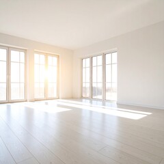 Obraz premium Empty bright room with large windows