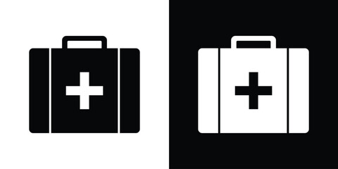 Obraz premium Doctor bag icon flat vectors. set of silhouette vectors
