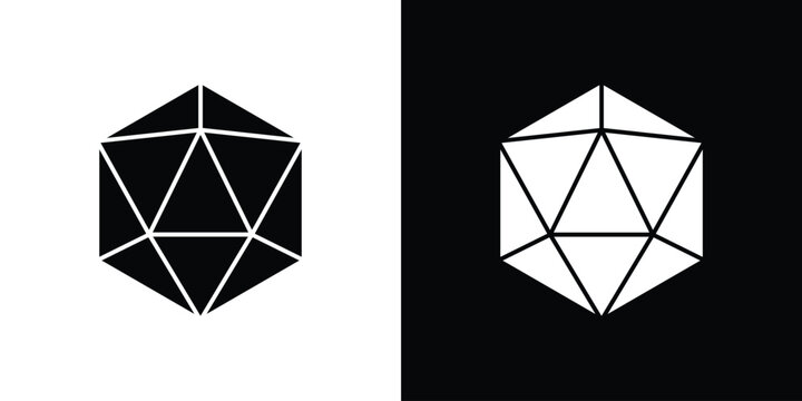 Dice d20 icon flat vectors. set of silhouette vectors