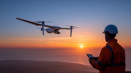 Modern Wind Energy Inspection with Drone and Technician