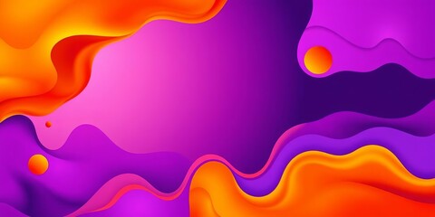 Fototapeta premium Abstract purple and orange fluid shapes, dynamic vector banner background, digital, element