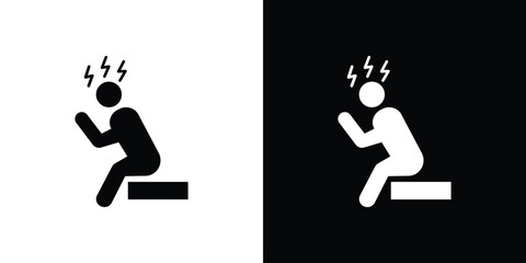 Anxiety or stress icon flat vectors. set of silhouette vectors