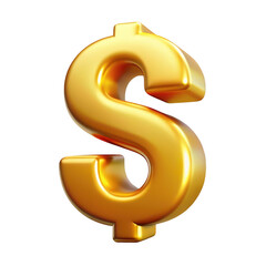Obraz premium Shiny golden dollar sign isolated on transparent background