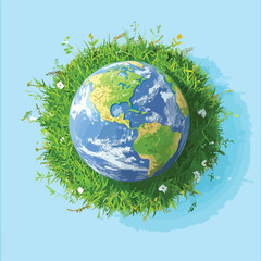 Naklejka premium Global Environment Concept on Green Grass