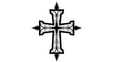 Vector art of ornate cross isolated on white background